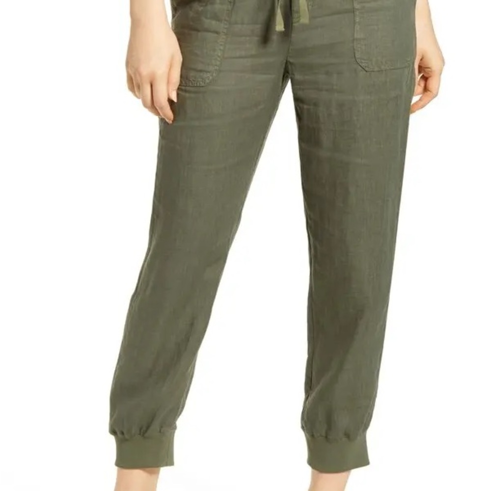 Caslon Army Green Linen Drawstring Jogger Pants - Women